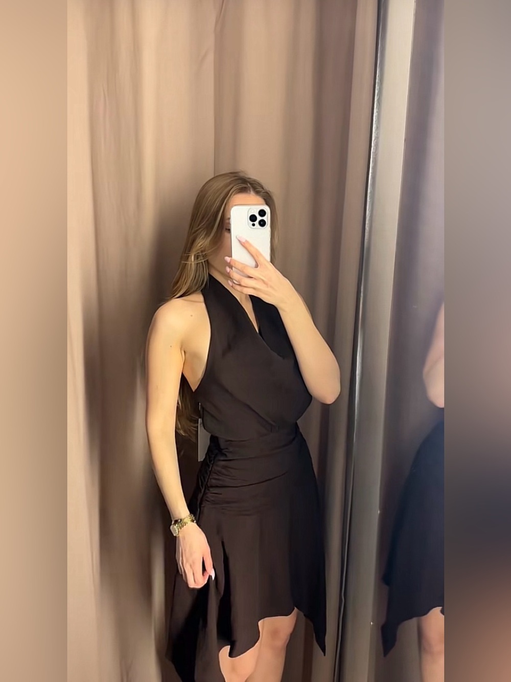 ZARA Halter Neck Brown Mini Dress NWT ❗️
